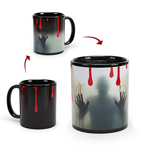 Color Changing Horror Coffee Mug - Walking Dead Zombie Design, 11oz Bloody Variant