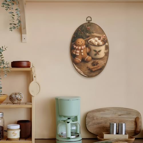 Christmas Oval Wall Art Canvas - LKETW Holiday Seasonal Decor 8.6x11.4 - Variation of Christmas25