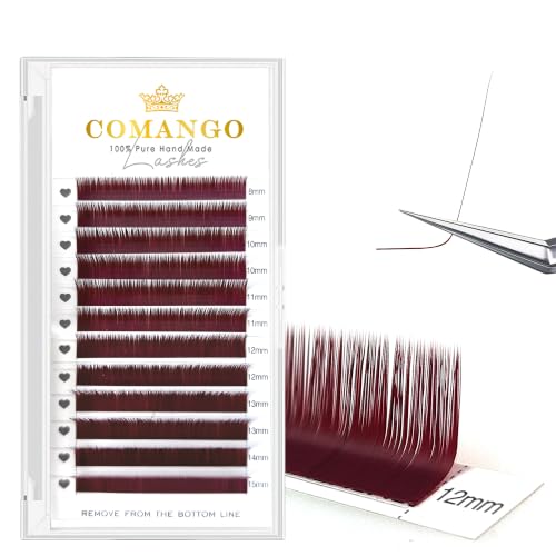 Colorful Burgundy Lash Extensions LU Curl 0.07mm Soft Volume False Eyelashes - Mix 8-15mm