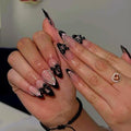24PCS Press On Nails with French Tip & Rhinestone Design - Almond Shape Fake Nails for Women
