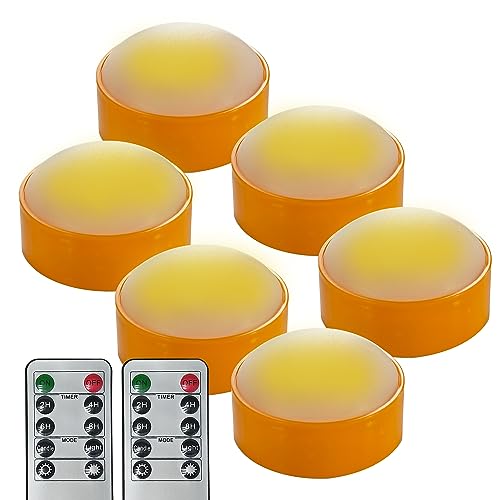 6 Pack Orange Halloween LED Pumpkin Lights with Remote & Timer