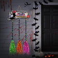 Halloween Light Up Sign with 3 Witches Brooms & Black Cat - Witch Variation A