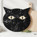 Halloween Cat Marble Cheese Board - Black 11x9.8 Inch Serving Tray with Variation Black/Cat