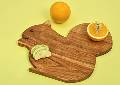 Wooden Shaped Cutting Board for Kitchen - Squirrel Charcuterie Platter, Cheese Serving, Halloween & Christmas Gift - 11x12 Inches