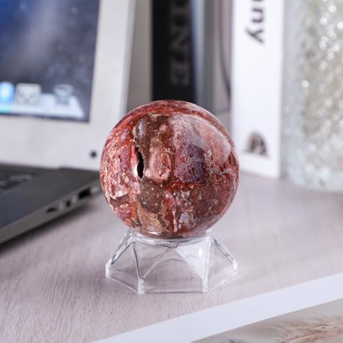 Natural Mexican Agate Stone Sphere - 2.4 to 2.76 Inch Crystal Ball with Stand for Meditation & Decor - Variation of 2.4-2.76 Inches
