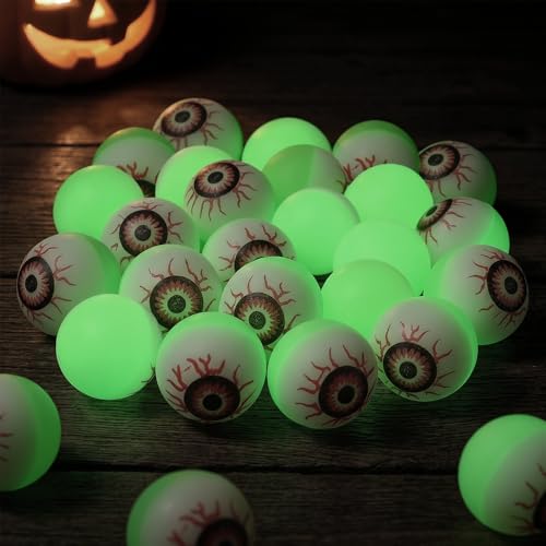 Glow in The Dark Demon Eye Elastic Bouncing Balls 24PCS - Horror Halloween Decor