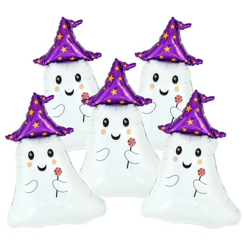 Halloween Ghost Foil Balloons - 5PCS Party Decorations for Ghost Theme