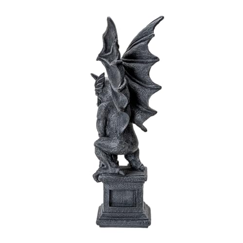 Gothic Gargoyle Statue - Medieval-Style Winged Creature Sculpture for Home & Garden Decor - 17.32 Inches