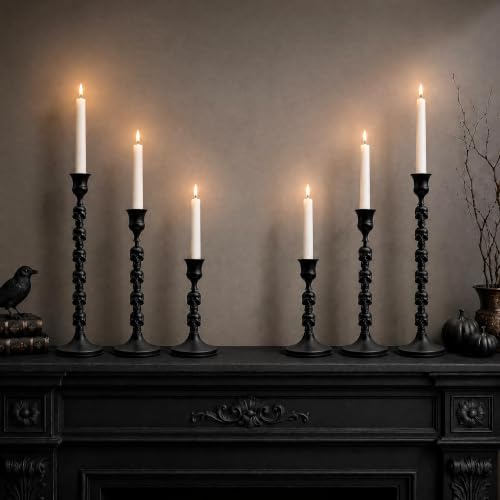 Skull Candle Holder Set - Gothic Taper Candlestick for Halloween & Dark Decor - Style 2 / 3
