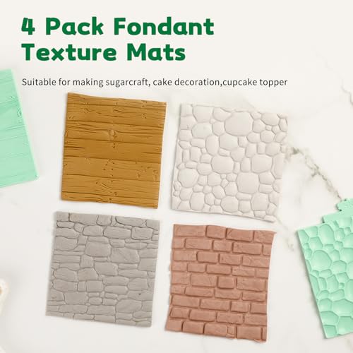 Wood Fondant Mold Cobblestone Silicone Texture Mat for Cake Decorating - Style B