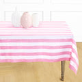 Pink & White Striped Linen Tablecloth 60x120 Inches - Elegant Dining Accessory - Variation of Pink & White / 120" x 60"