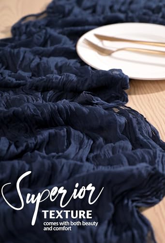 Navy Blue Cheesecloth Table Runner Set - 18 Pack, 10FT Rustic Wedding & Party Decor