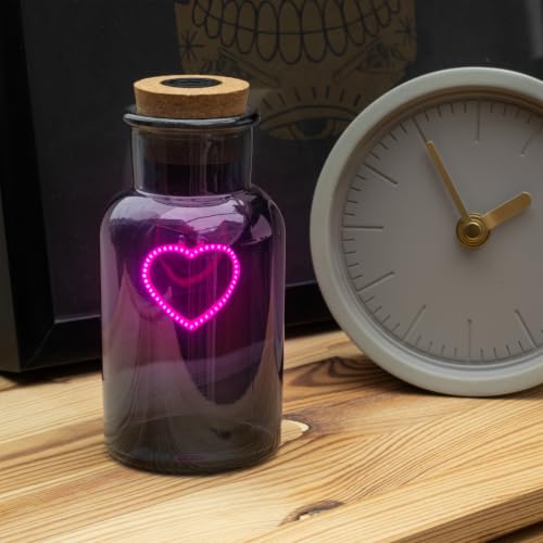 Love Potion Neon Heart Glass Bottle - Pink Cordless Table Lamp & Bedroom Decor - Variation of This Listing