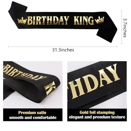 Gold King Crown and Sash for Birthday Party Men Celebration Gift