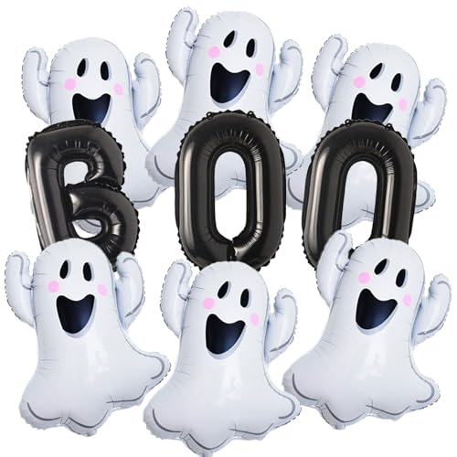 Halloween Ghost and Boo Balloons Set - 9pcs Spooky Party Decorations