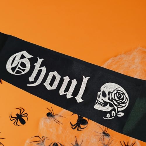 Gothic Birthday Sash for Emo & Halloween Parties - Black & Silver Glitter