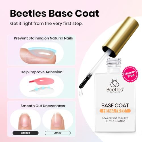 Beetles Gel Base and Top Coat Set M-Clear-2 - No Wipe, HEMA & TPO Free