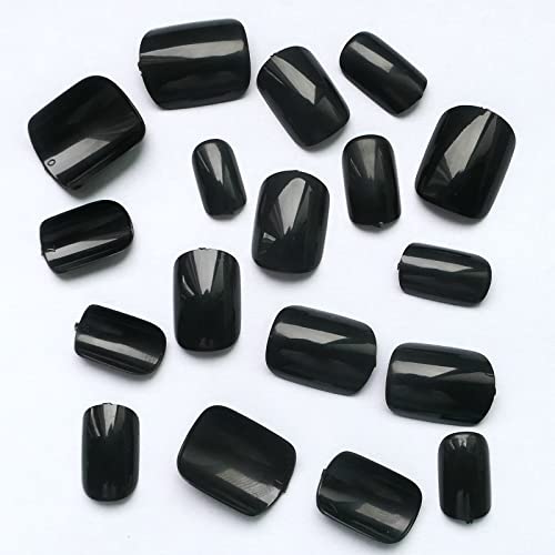 Black Short Square Press On Nails Kit - 240PCS Fake Nails with Adhesive & Tools