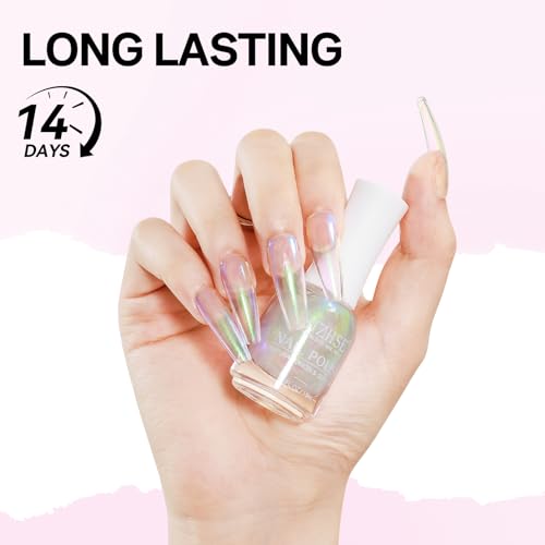 MIZHSE Aurora Pink Nail Polish - Quick Dry Shimmer, High Shine, 15ml