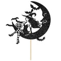 Witch Cake Topper for Halloween Party & Birthday Decor - Black Glitter