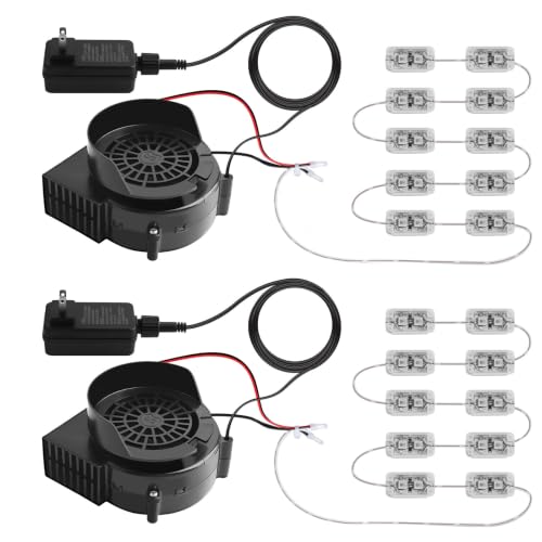 Inflatable Air Blower Replacement Set with 12V/3A Adapter & LED Lights - 2 Pack, Variation 2.5A/2P + 10 White Lamps