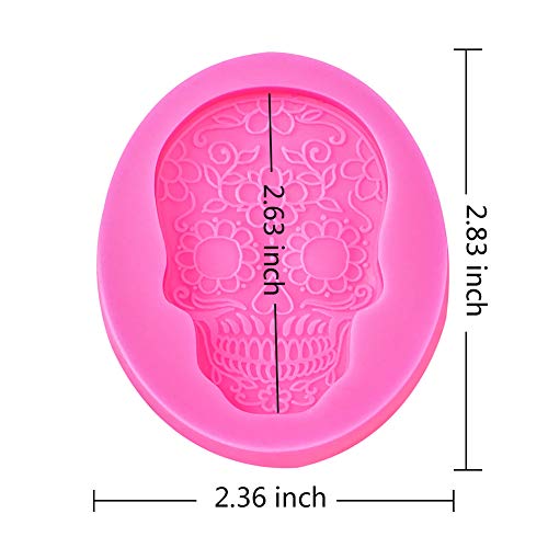 Pink Skull Fondant Mold for Cake Decorating Silicone Halloween Cupcake Topper