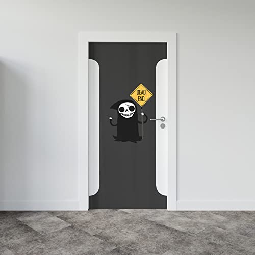 Grey Halloween Door Cover Decoration - Dead End Banner for Standard Doors 32-36 Inch Wide & 80 Inches Tall