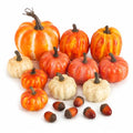 Mini Faux Pumpkins Set for Fall Halloween Thanksgiving Decor - 21 Pcs