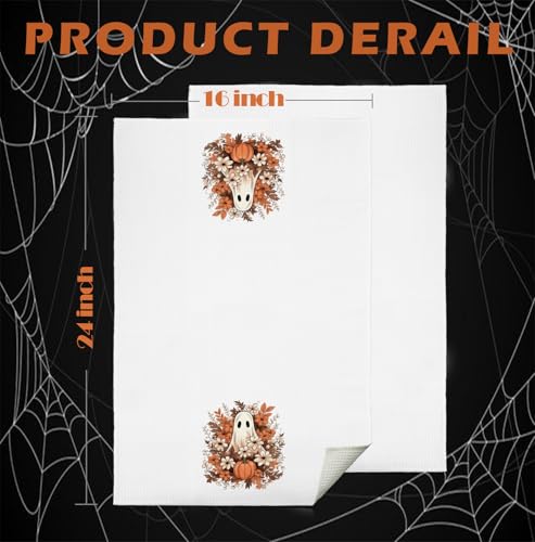Halloween Ghost Kitchen Towels - Fall Pumpkin & Halloween Dish Hand Towels, 16x24 Inches
