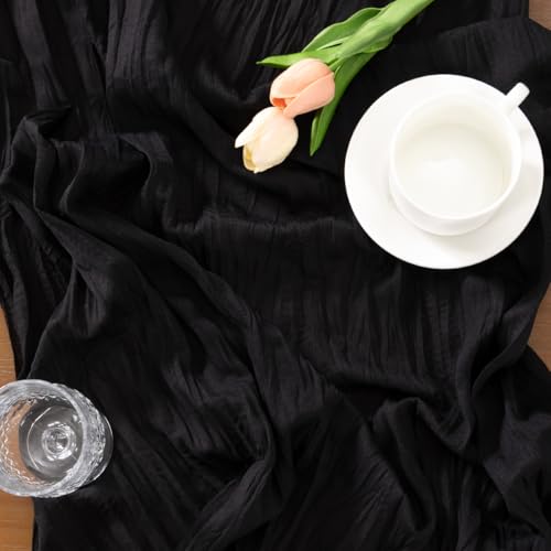 Black Cheesecloth Table Runner Pack of 2 Fall Halloween Rustic Decor