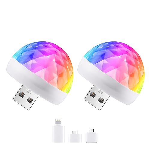 USB Mini Disco Ball Sound Activated Party Lights - 2 Pack