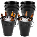 Black Metal Bucket with Handle - Mini Pail 6.4 x 7 Inches, Pack of 12