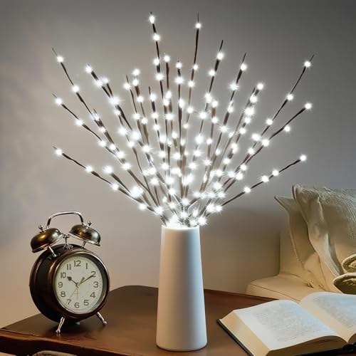 6 Pack LED Branch Light Set - White Light Battery Operated Willow Twigs, 30 Inch Decor