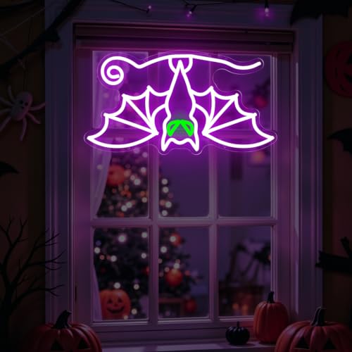 Halloween Bat Neon Sign Hanging Bat LED Neon Light - Gothic Window Decor - D-HangingBat