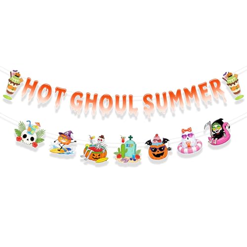 Summer Halloween Banner Decorations - Spooky Pumpkin Party Banner for Indoor Outdoor Events