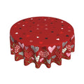 Plaid Love Hearts Valentine's Day Round Tablecloth 60 Inch Water-Resistant Washable Fabric Red Pink Black