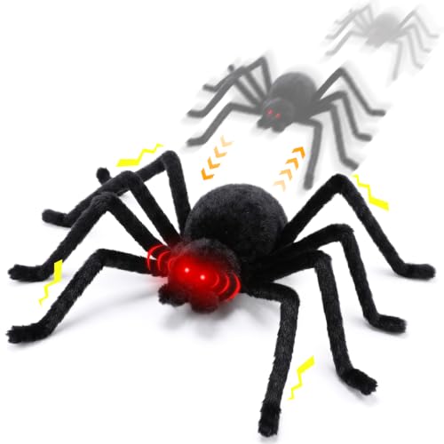 Giant Halloween Spider Decoration with LED Eyes and Sound - 47 Inch