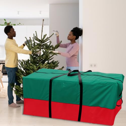 Christmas Tree Storage Bag 10 Ft Artificial Tree Waterproof Oxford Bag - Green & Red