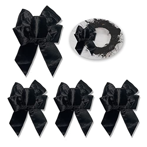 Lakiyfye 4 Pack Black Christmas Bows for Tree & Fireplace Decoration