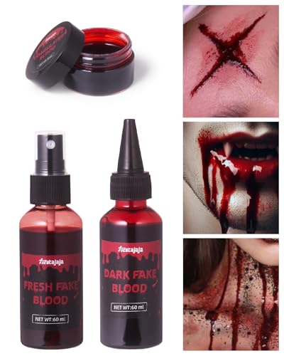 Halloween Fake Blood Makeup Kit for Zombie Vampire Costumes - 4PCS Special Effects Set
