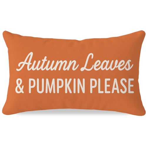 Pumpkin Orange Fall Throw Pillow Cover 12x20 Inch - Autumn Decor