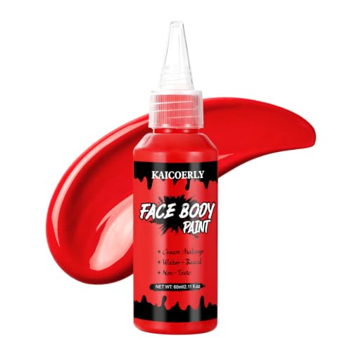 Red Water-Based Face & Body Paint - 60mL Professional Makeup for Cosplay & SFX