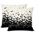 Halloween Bat Pillow Covers Set of 2 - Black & White 18x18 Spooky Decor - Variation of THIS listing