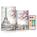 ALAZA Paris Eiffel Tower Flickering Flameless Candles Set of 2 with Remote Timer - Indoor & Outdoor Decor