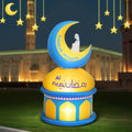 Lewondr 5FT Outdoor Inflatable Ramadan Moon Decoration with 4 LEDs - Yellow & Blue