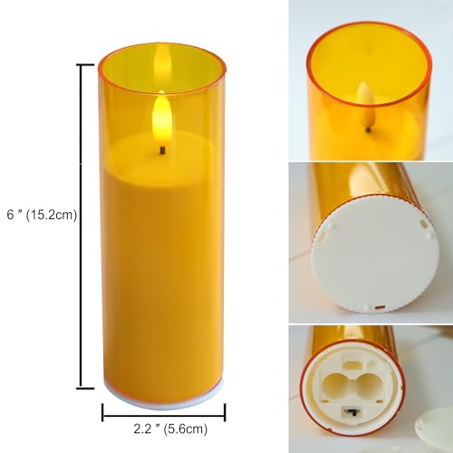 6 Pack Flameless Candles with Remote & Timer - Gold Yellow 2x6 Inches