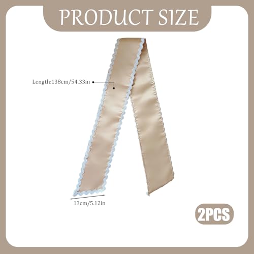 Khaki Satin Wreath Sash Set - 2 Pieces with Plain Trim for Front Door Decor