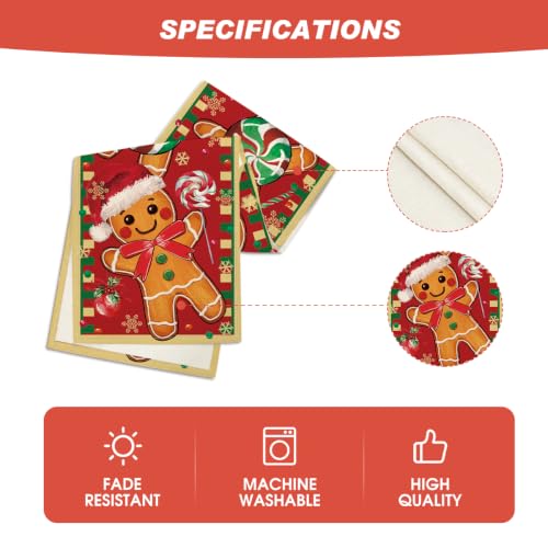 Gingerbread Xmas Table Runner 13x72 Inch Home Party Decor - Red Yellow Variation
