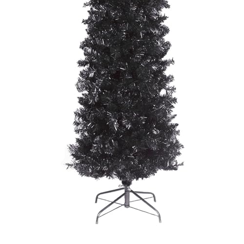 Black 6ft Artificial Tinsel Christmas Tree - Unlit Slim Holiday Tree with Full Branch Tips