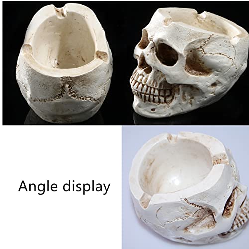 Polyresin Hand-Painted Skull Ashtray for Bar Decor, Indoor Outdoor Use